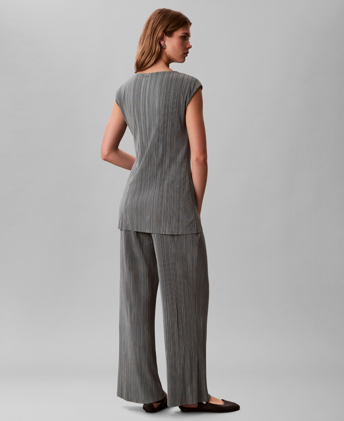 Calvin Klein Women's Plisse Pull-On Wide-Leg Pants
