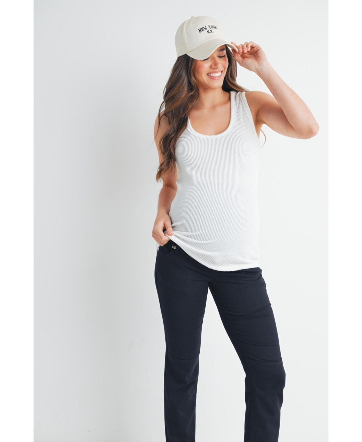 Hello Miz Maternity Ribbed Scoop Neck Tank Top