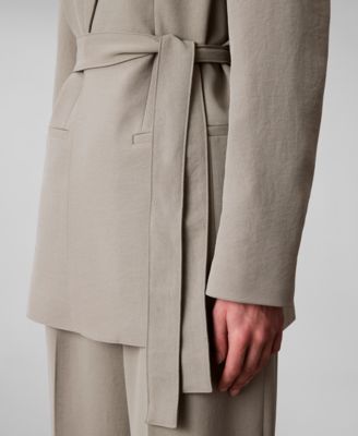 Women's Casual Twill Collared Belted Blazer