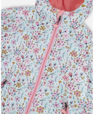 Big Girls Mid-Season Jacket Mini Flower Print