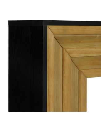 Modern Contrast Entryway Table Console Table with Layered Wood Frame and Black Top