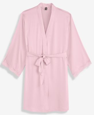 Women's Lace-Trim Stretch Satin Robe