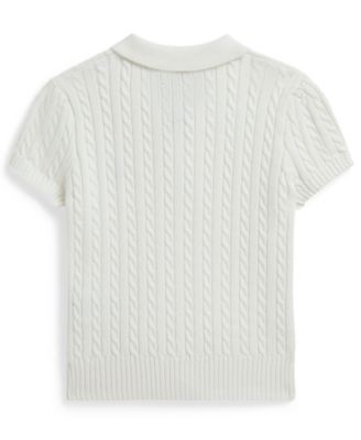 Girls' 2-6X Mini-Cable Two-Button Placket Polo Sweater
