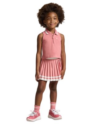 Girls' 2-6X Stretch Mesh Half-Zip Boxy Polo Shirt