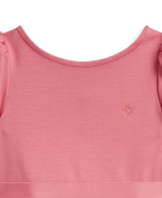 Girls' 2-6X Pleated Stretch Ponte Round Neck Dress