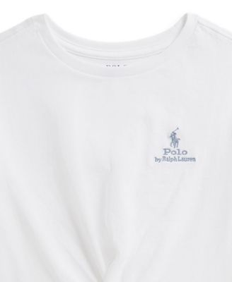 Girls' 7-16 Logo Knot-Front Crewneck Boxy T-Shirt