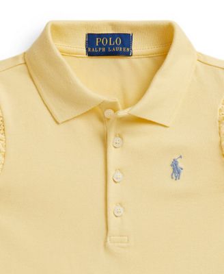 Girls' 2T-6X Eyelet Stretch Mesh Polo Shirt and Shorts, 2-Piece Set