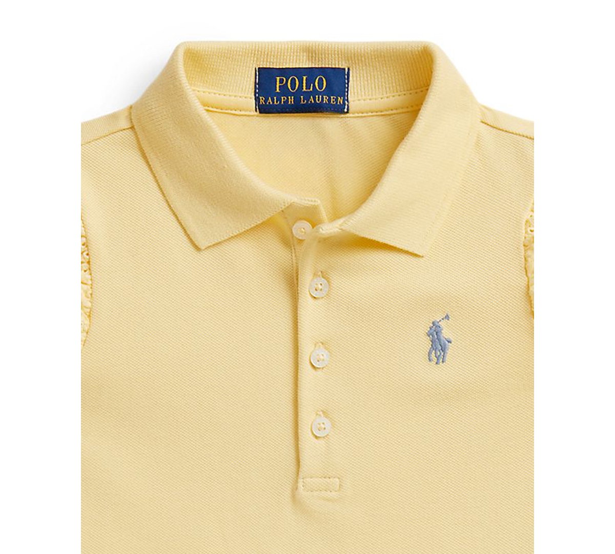 Polo Ralph Lauren Girls' 2T-6X Eyelet Stretch Mesh Shirt and Shorts, 2-Piece Set