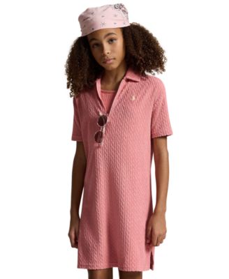 Girls' 7-16 Cable Terry Cover-Up Polo Collar Dress