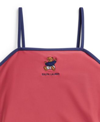 Girls' 7-16 Polo Bear Straight Neck One-Piece Swimsuit