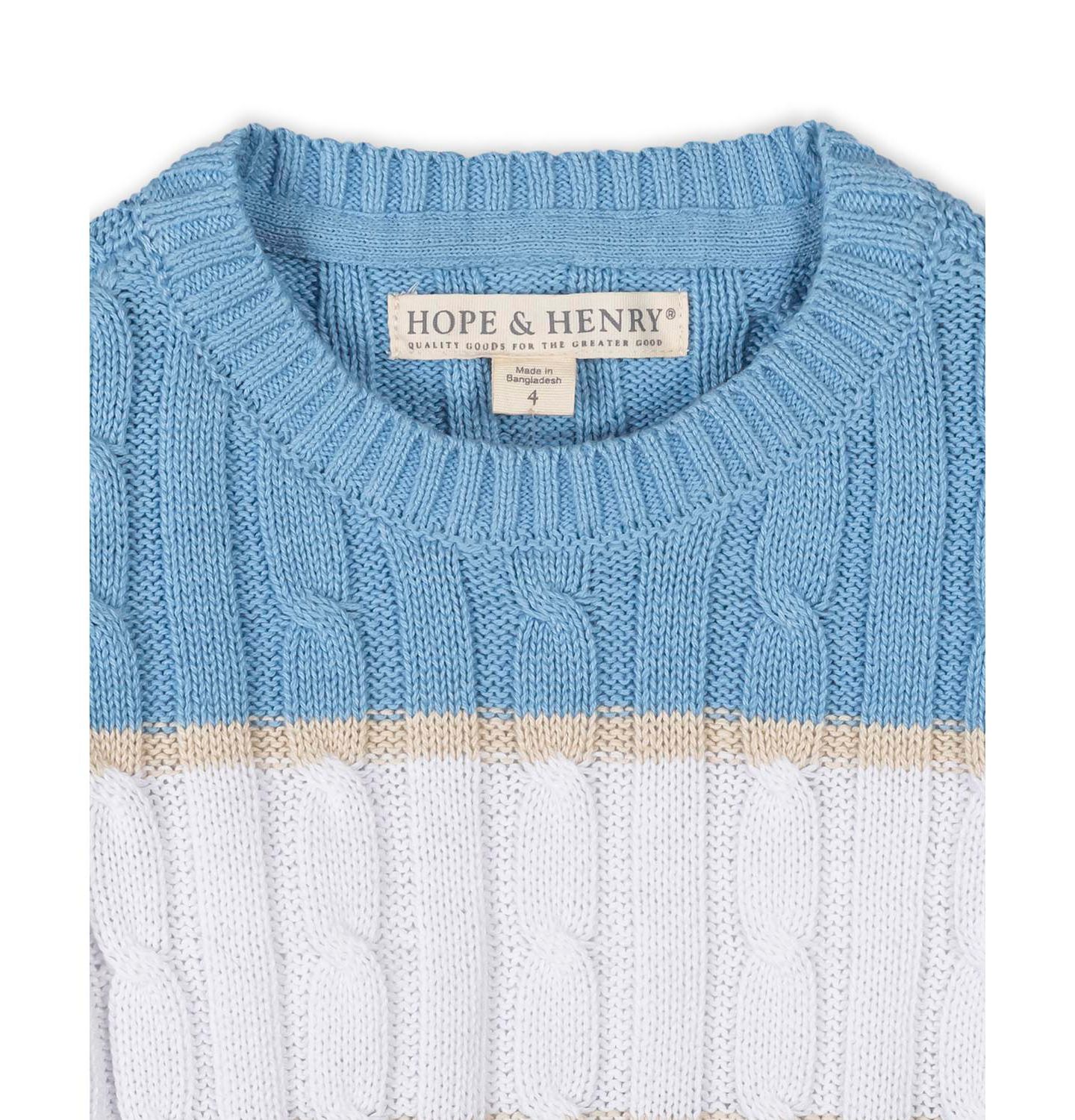 Свитер Hope & Henry Organic Cable Crewneck Pullover Sweater для мальчиков-малышей, цвет: Полосатый — фото 3