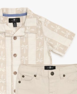 Baby Boys' Button-Down Shirt and Twill Shorts, 2-Piece Set