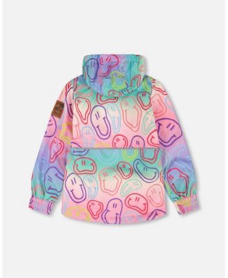 Big Girls Two-Piece Mid-Season Outerwear Set Multicolored Printed Smileys