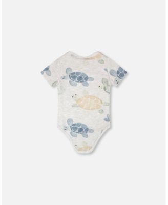 Baby Boys Evolutive Cotton Jersey Onesie Grey Mix Turtle Print