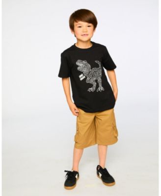 Big Boys Cotton Jersey T-Shirt with Dino Print Black