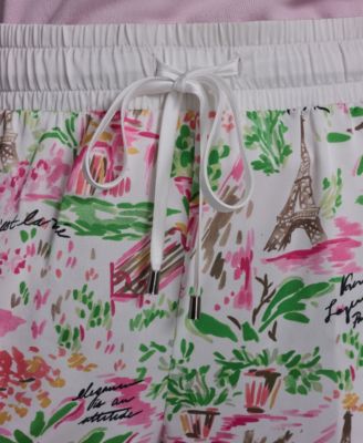 Women's Floral Border Print Mid-Rise Pants, Regular & Petite