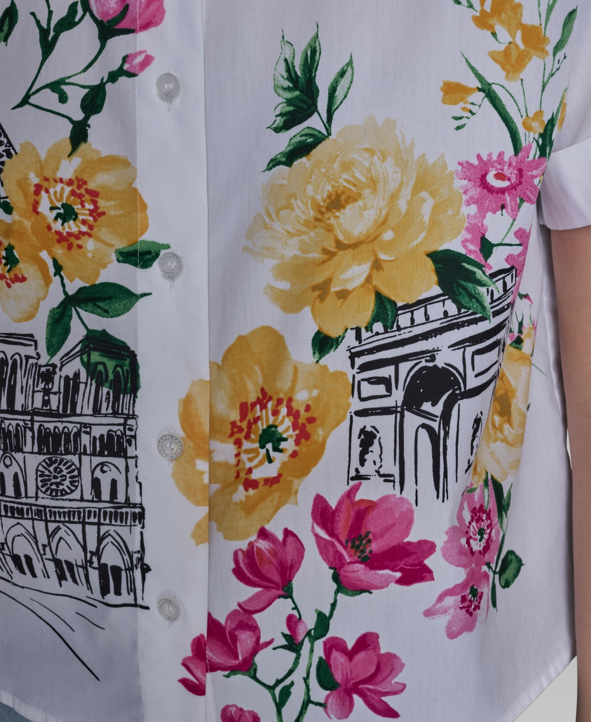 Karl Lagerfeld Paris Women's Floral Collared Neck Blouse