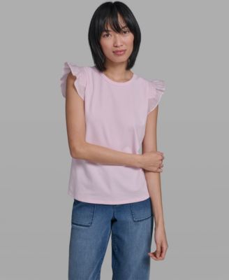 Women's Scallop Trim Boat Neck Top