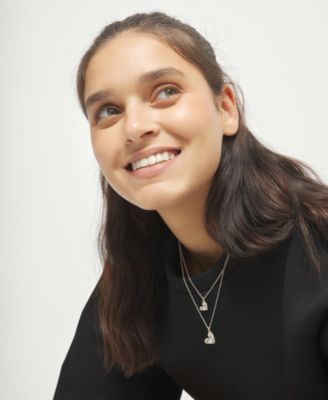 Sterling Silver Double Plated Necklace with Two Hearts