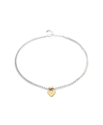 Sterling Silver Plated Ball Necklace with 18K Gold Heart Detail