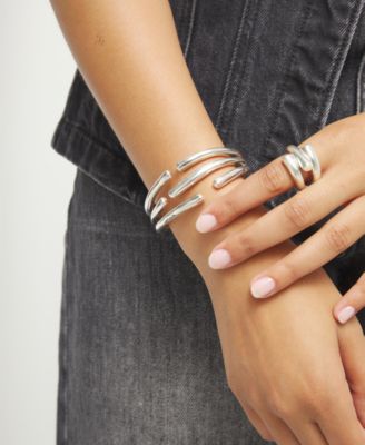 Sterling Silver Plated Alloy Bracelet in the Shape of a Tube