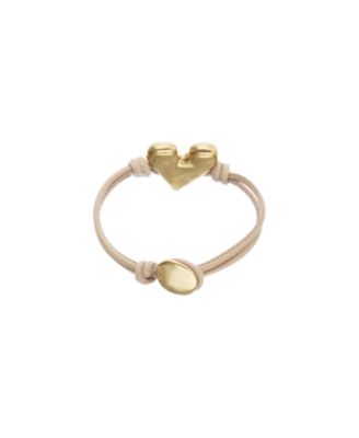 Camel Leather Bracelet with Heart Shaped 18K Detail Plated Detail