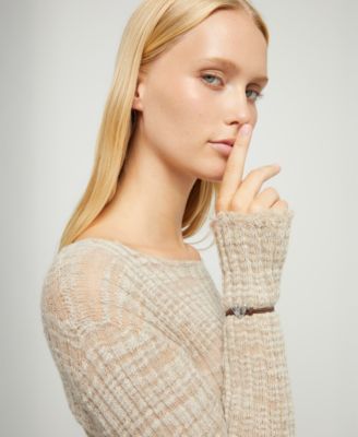 Brown Elastic Thread Sterling Silver Plated Bracelet with Heart