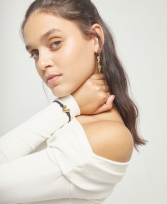 Blak Elastic Thread 18K Gold Plated Bracelet with Heart