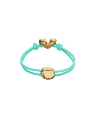 Blue Elastic Thread 18K Gold Plated Bracelet with Heart