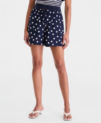 Women's High-Rise Drawstring Dot-Print Shorts