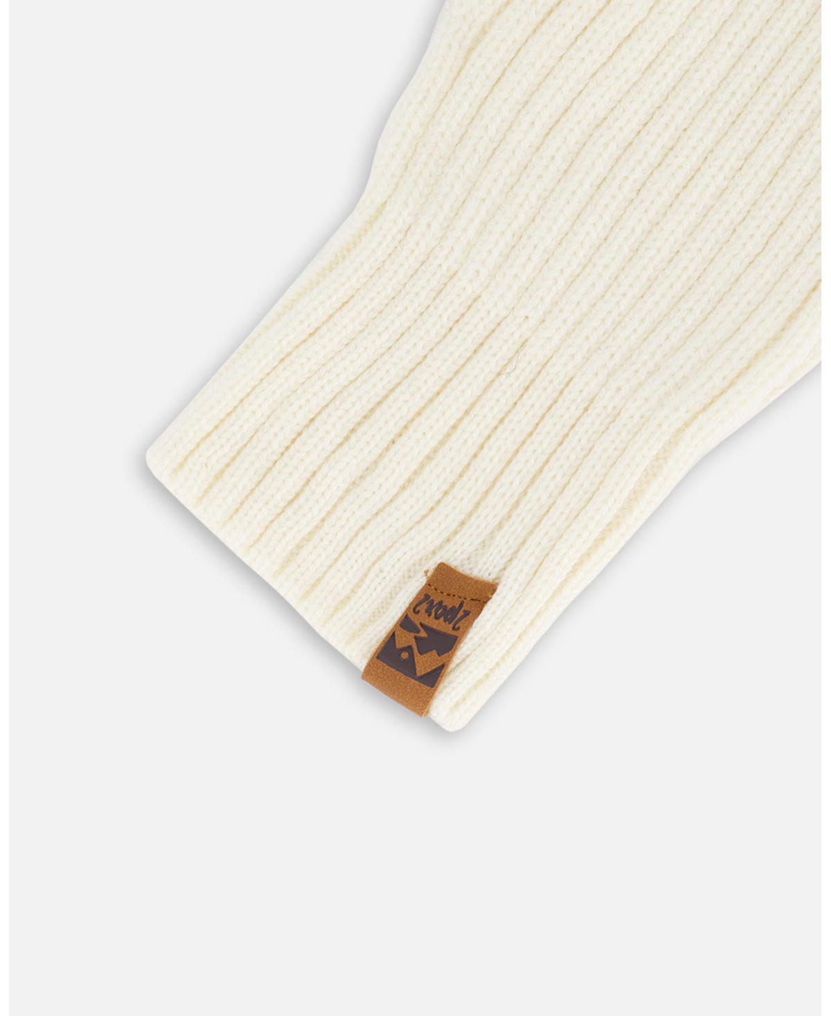 Deux par Kids Unisex Ribbed Knit Mittens Off White - Toddler|Child