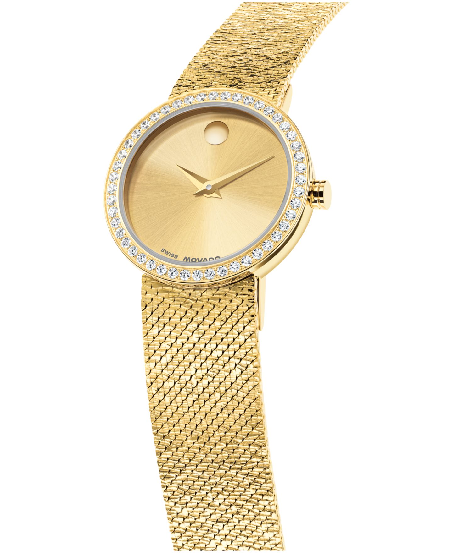 Женские часы Movado Museum Velura Lab Grown Diamond Swiss Quartz Light Yellow Pvd Steel Watch, 25mm — фото 2