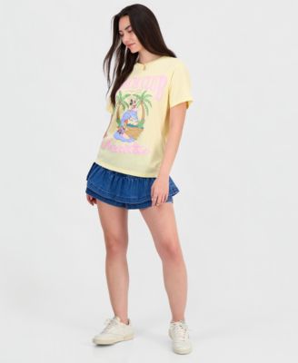 Juniors' Mickey Minnie Surf Graphic T-Shirt 