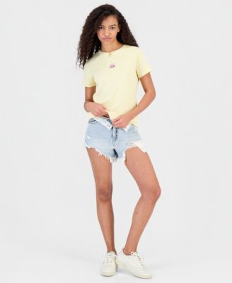 Juniors' Shell Embroidered Crewneck T-Shirt