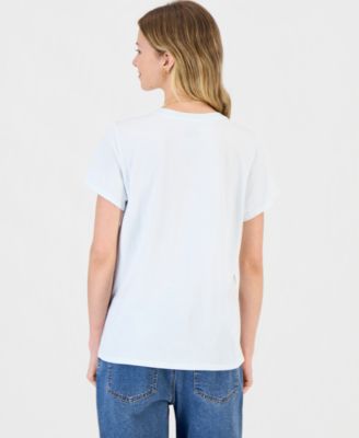 Juniors' Mickey Flower Graphic Crewneck T-Shirt 