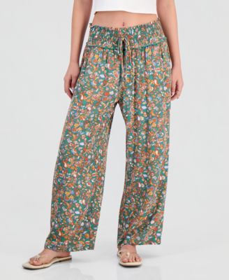 Juniors' Printed Wide-Leg Pants
