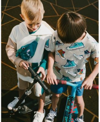 Big Boys Cotton Jersey T-Shirt Grey Mix Printed Shoes