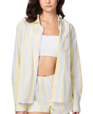 Women's Poplin Notch Collar Long-Sleeve Sleep Shirt