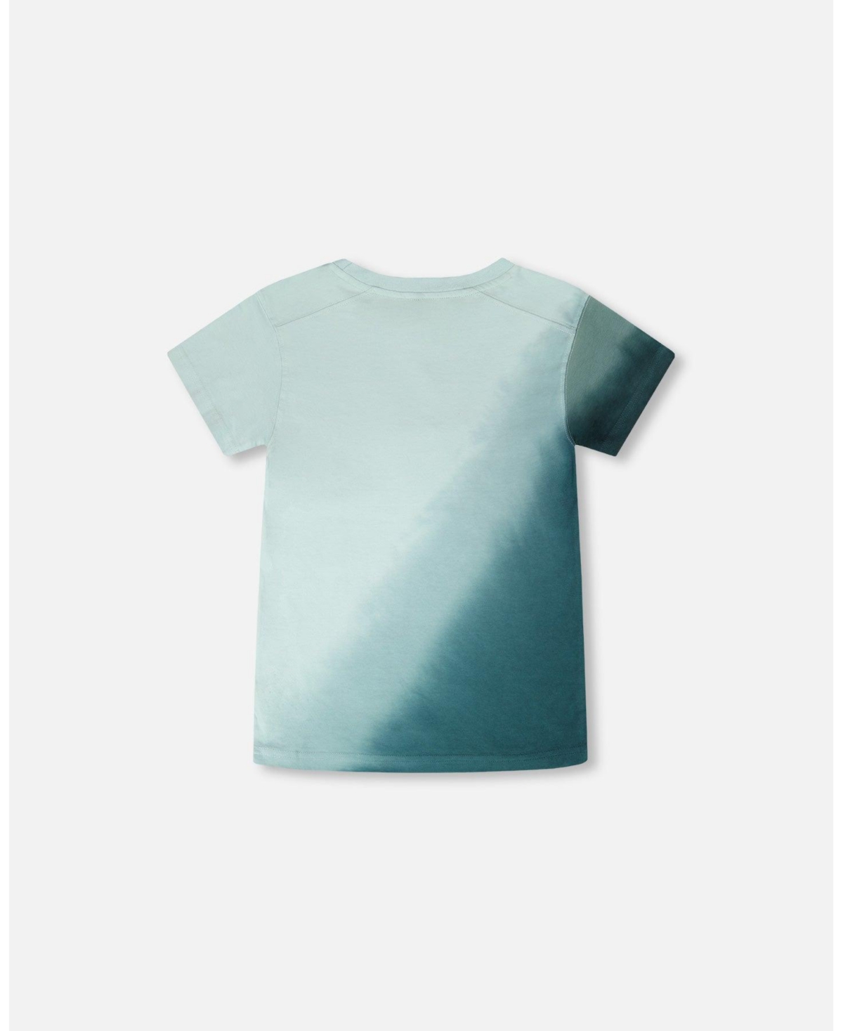 Deux par Big Boys Cotton Jersey T-Shirt with Print Turquoise