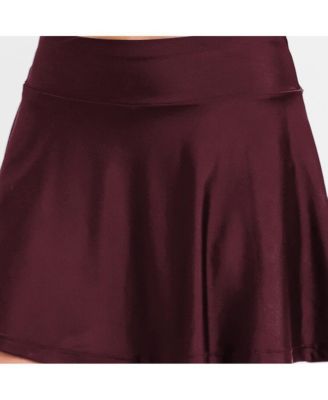 Women's High Waisted Chlorine Resistant Flowy Swim Skort With Attached Shorts