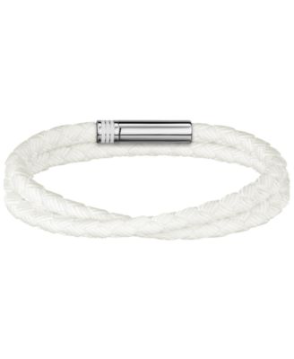 Men Ares Summer Stainless Steel White Nylon Cord Bracelet