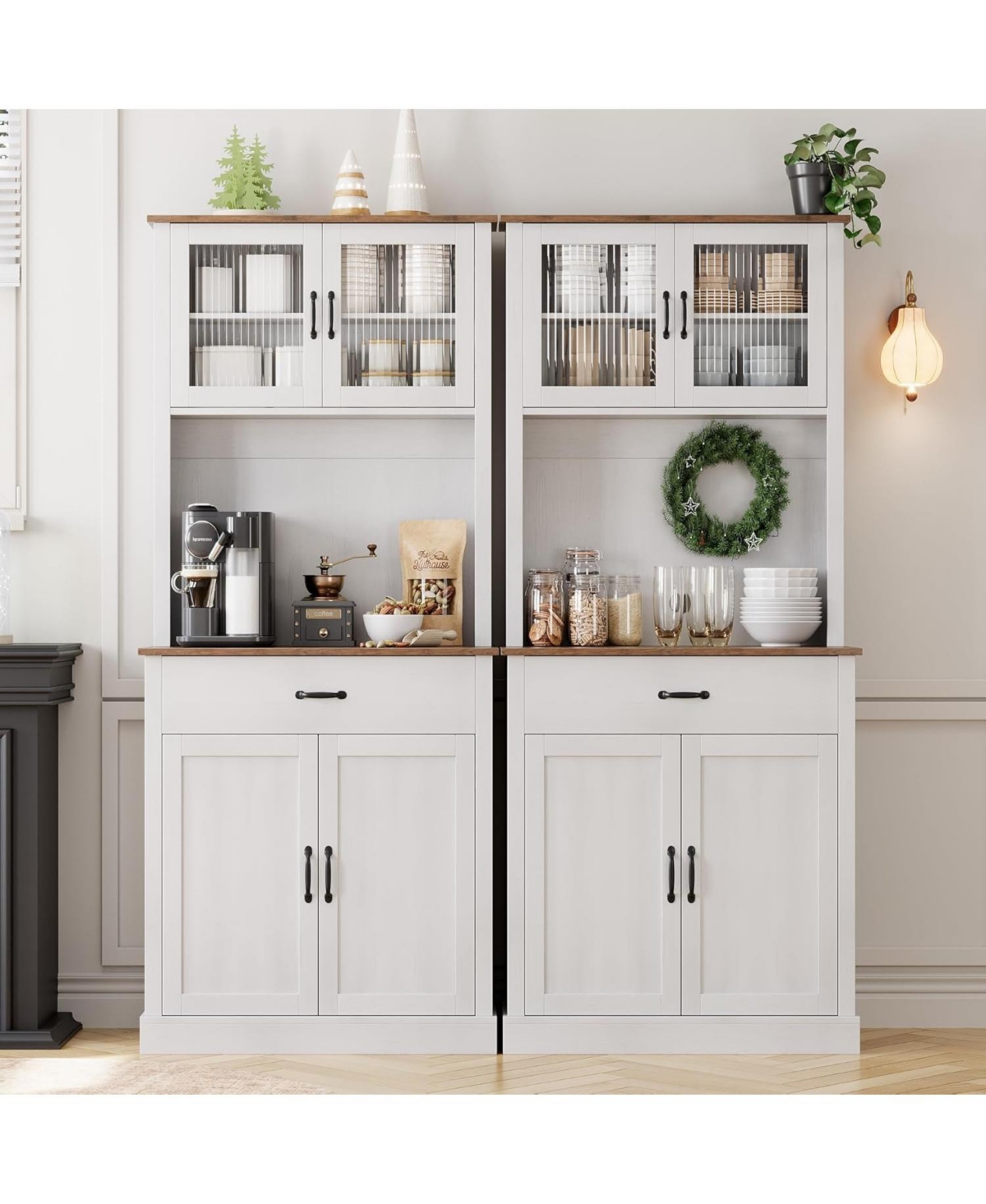 gaomon Kitchen Pantry Cabinet with Microwave Stand