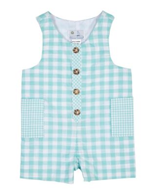Baby Boy Gingham Linen Look Shortall