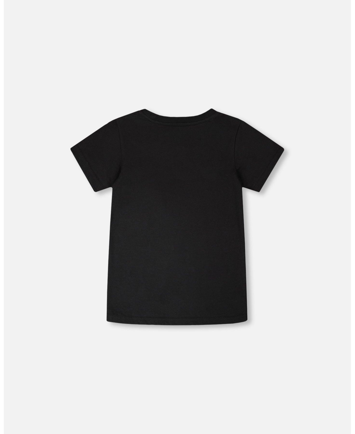 Deux par Big Boys Cotton Jersey T-Shirt with Dino On Bike Print