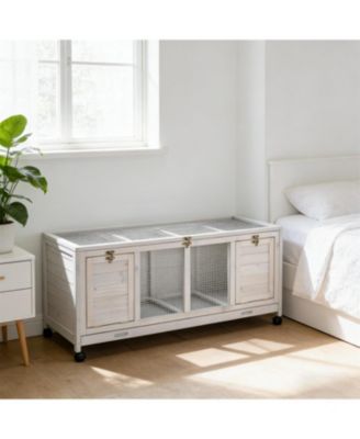 Mobile Outdoor Cat House - Wooden Hutch on Wheels, Secure & Weather-Resistant