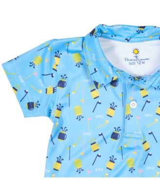 Baby Boy Golf Print Performance Knit Shortall