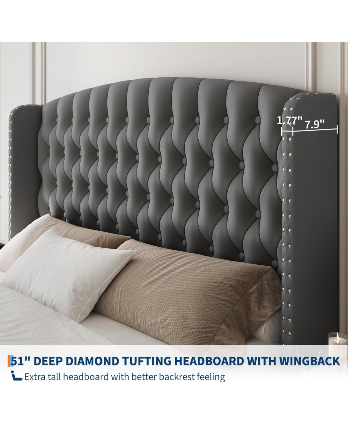 gaomon Queen Led Bed Frame with Storage Headboard & Drawers - No Box Spring Needed