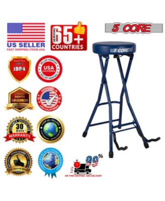 Guitar Stool 3.15" Padded Chair Foldable Heavy Duty Music Seat Built in Foot Rest Guitar Stand