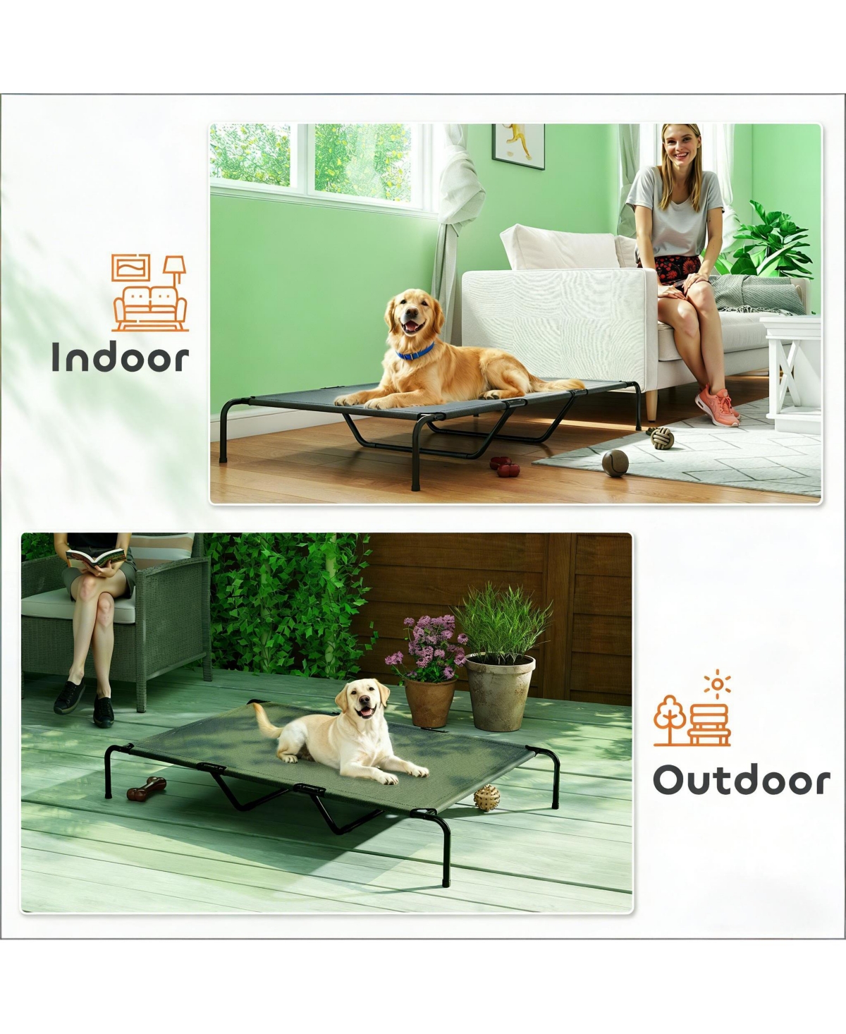 Aostirmotor Elevated Pet Sofa Bed - Modern Raised Lounge for Large Dogs