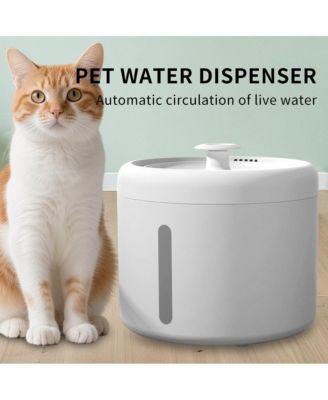 White Round Pet Water Fountain, 2000ML Automatic Circulating Cat Dog Dispenser